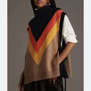 Maeve Varsity Stripe Poncho Sweater Vest